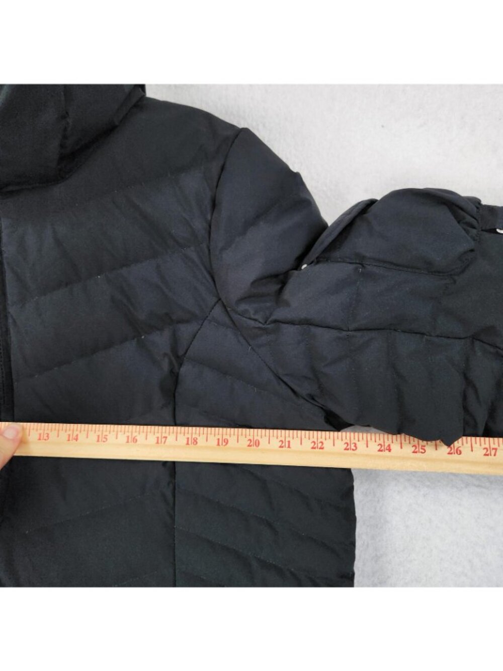 Eddie Bauer Coat Womens XL Petite Black Down Puffer Hooded Faux Fur Long Parka - Picture 3 of 16
